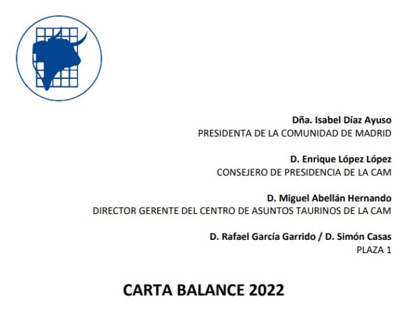 Carta Balance Temporada Las Ventas 2022